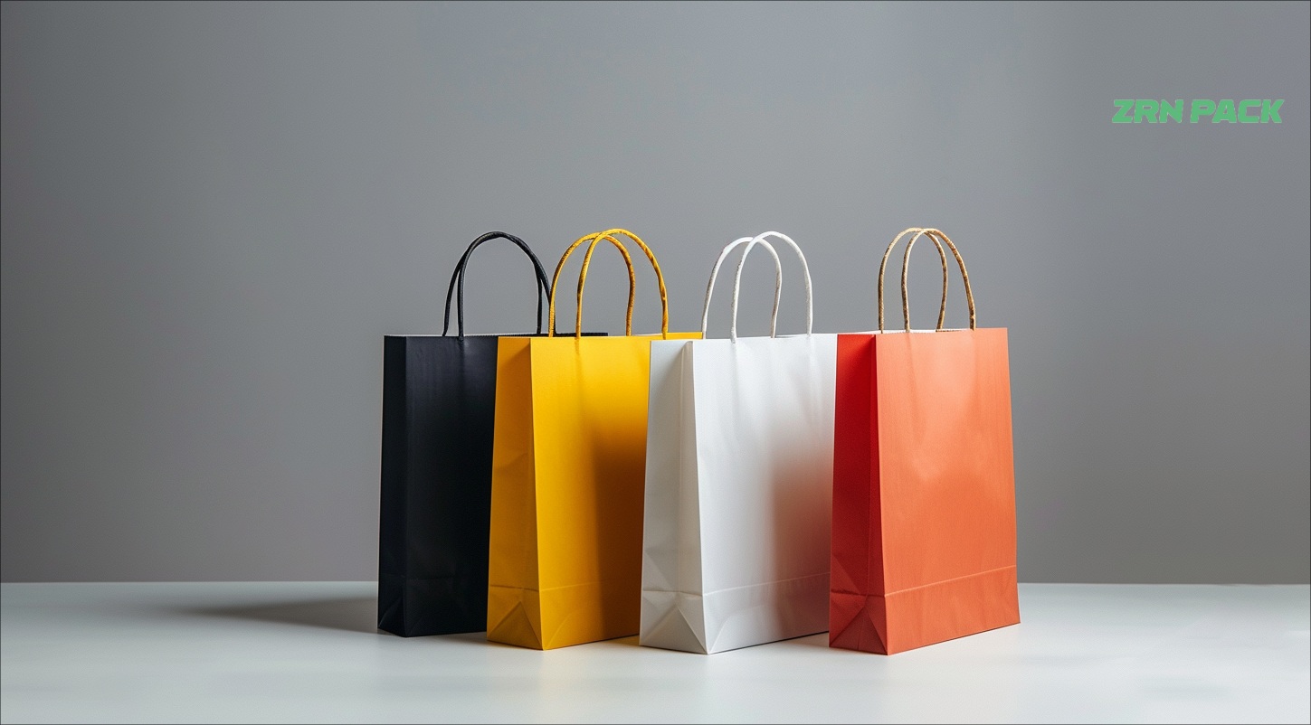 Colorful Reusable Custom Printed Your Own Logo Portable Paper Craft Shopping Bag With Handle