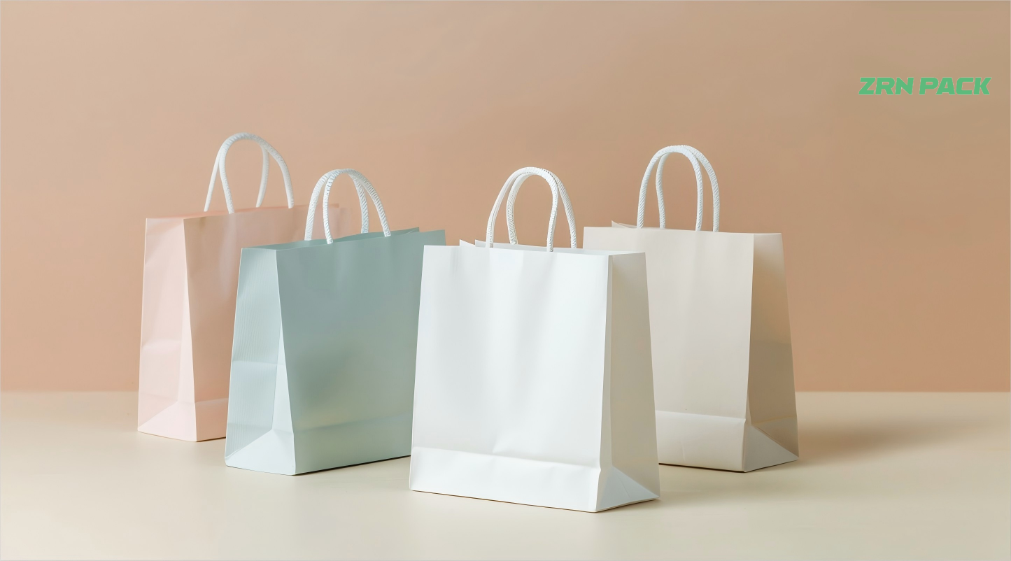 Colorful Reusable Custom Printed Your Own Logo Portable Paper Craft Shopping Bag With Handle