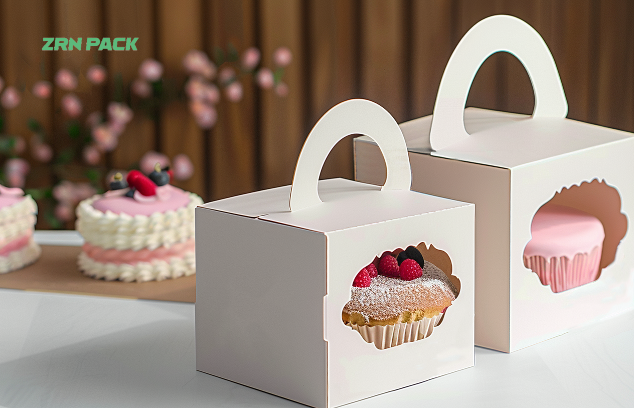 High Quality Eco-Friendly Paper board Birthday customizable Cake Biscuits packing Boxes with windows