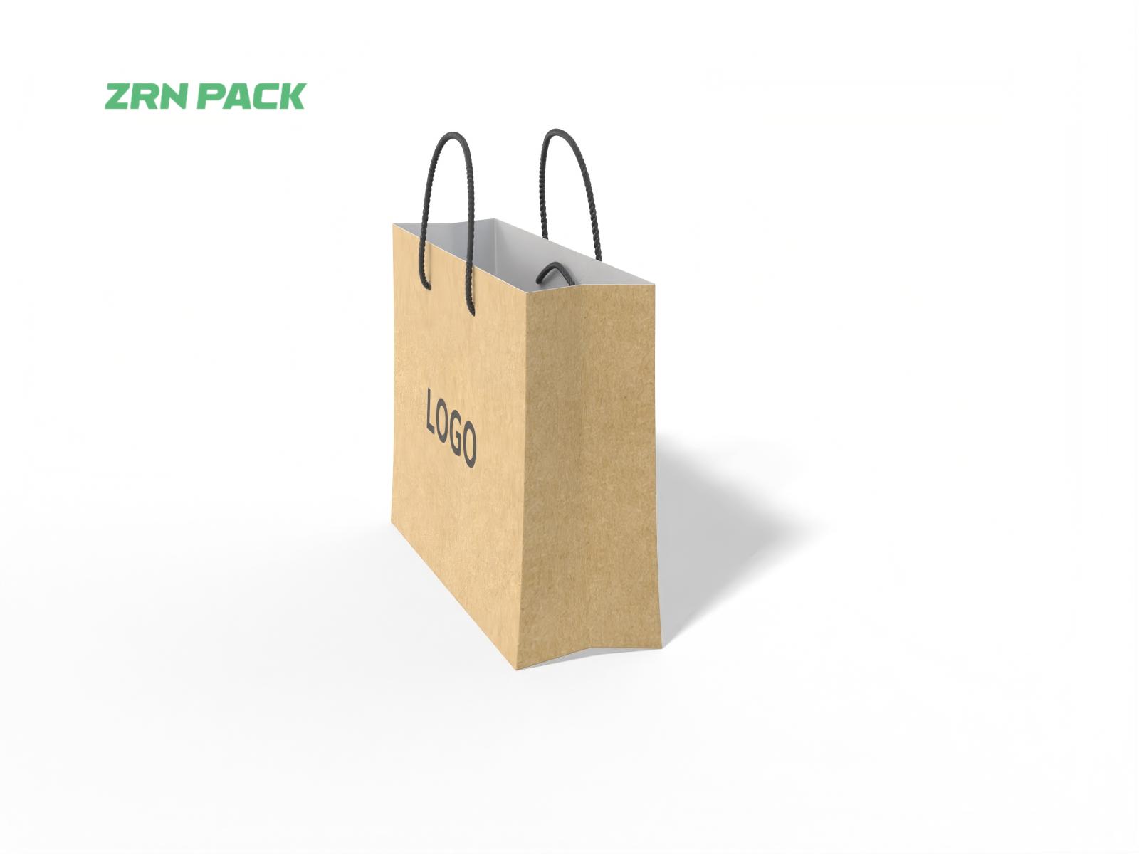 ZRN Customized Logo Kraft Paper Bags with Handles &ndash; Printed Shopping & Gift Bags