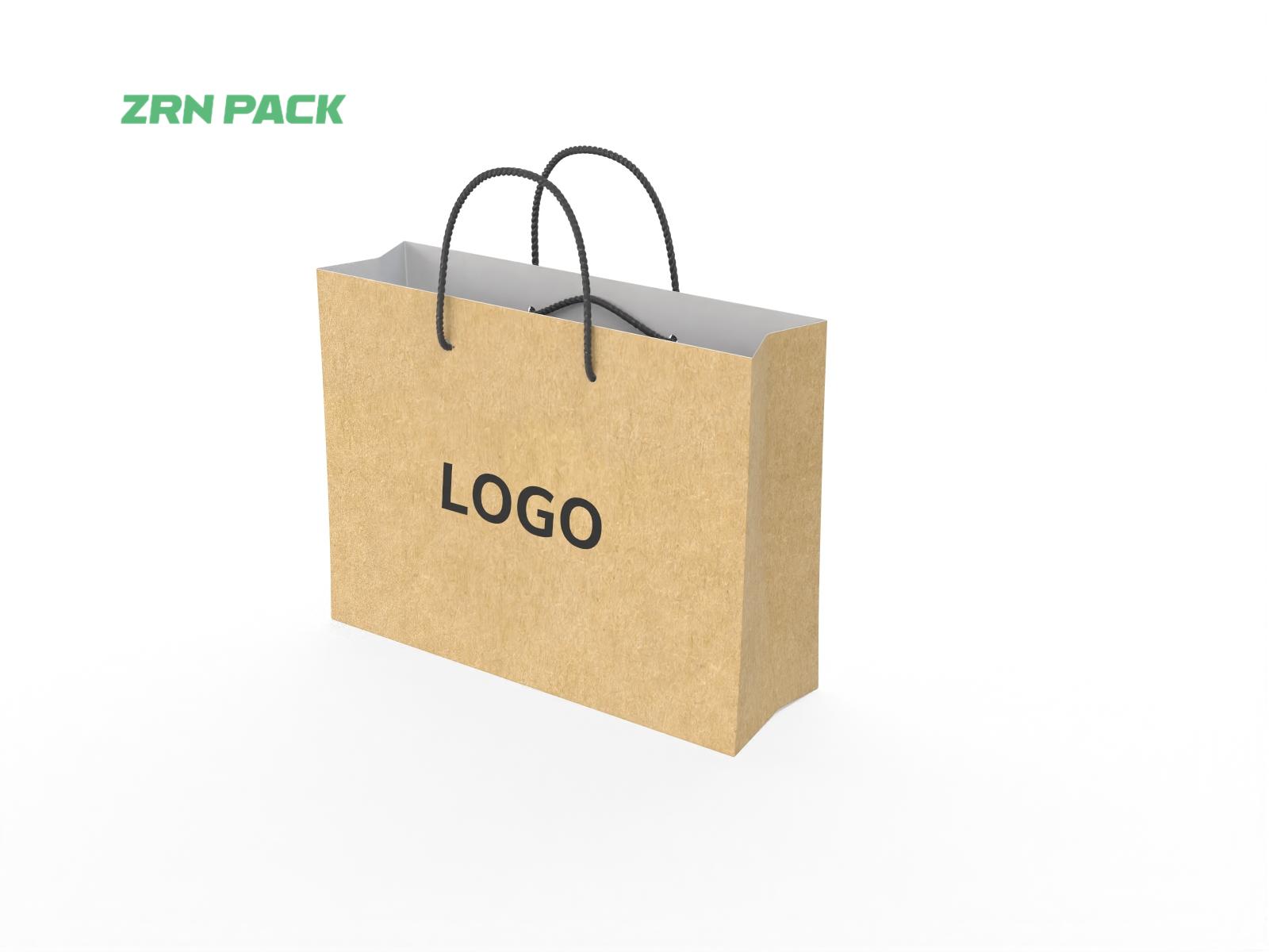 ZRN Customized Logo Kraft Paper Bags with Handles &ndash; Printed Shopping & Gift Bags view 2