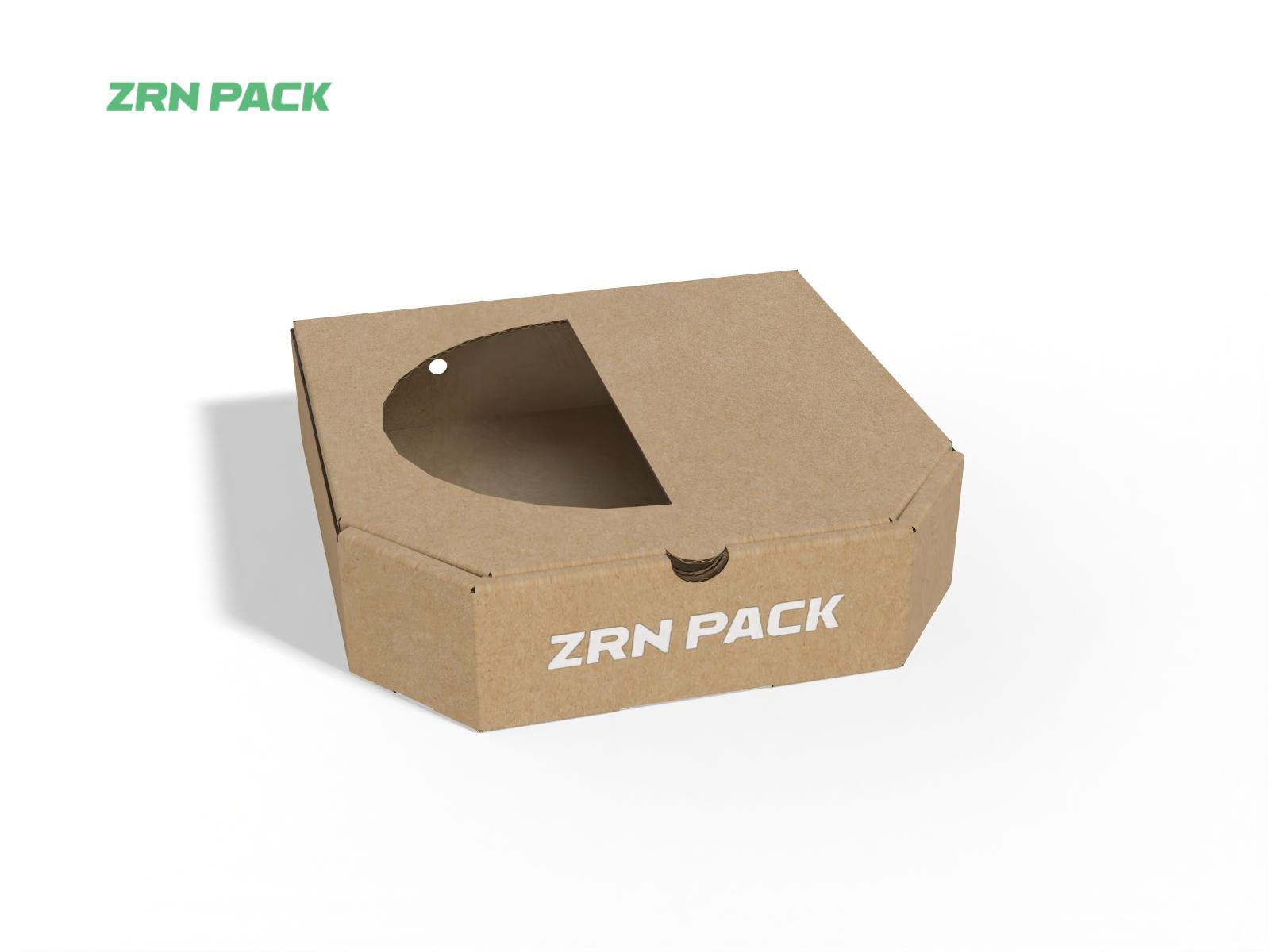 ZRN Hexagonal Pizza Folding Box with Window &ndash; Food Grade Custom Pizza Packaging