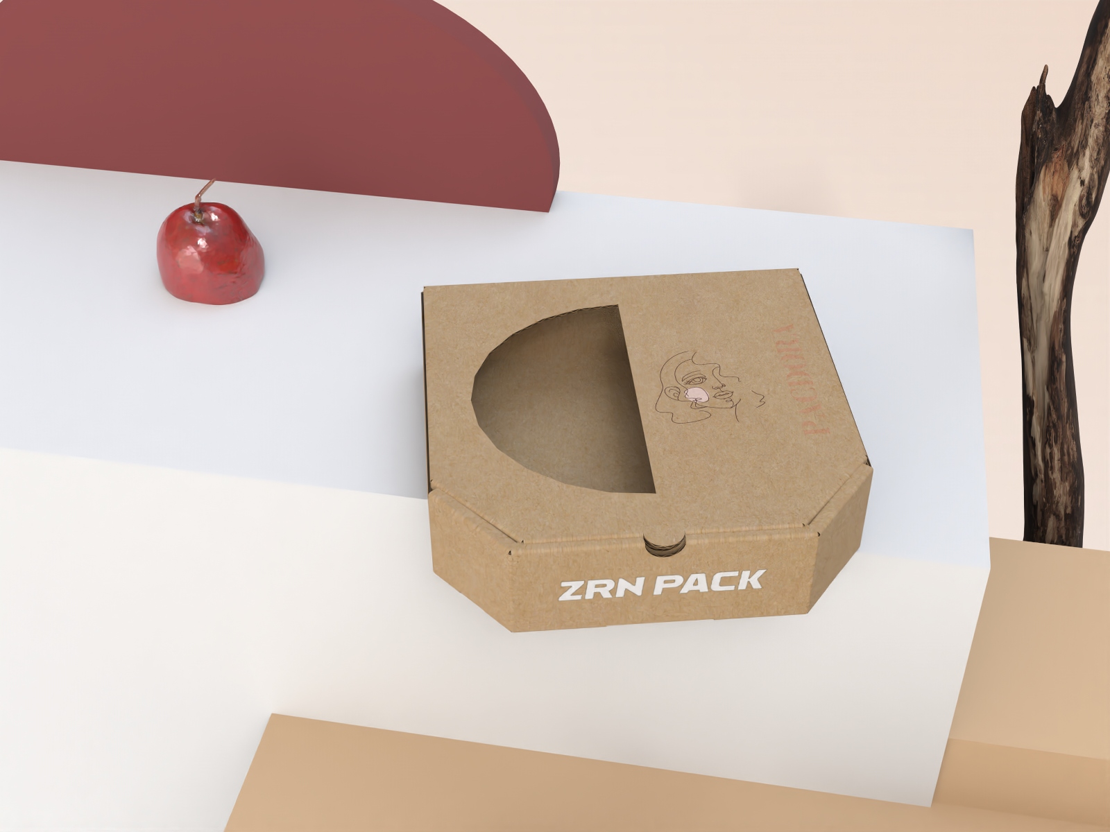 ZRN Hexagonal pizza folding box with window on the top