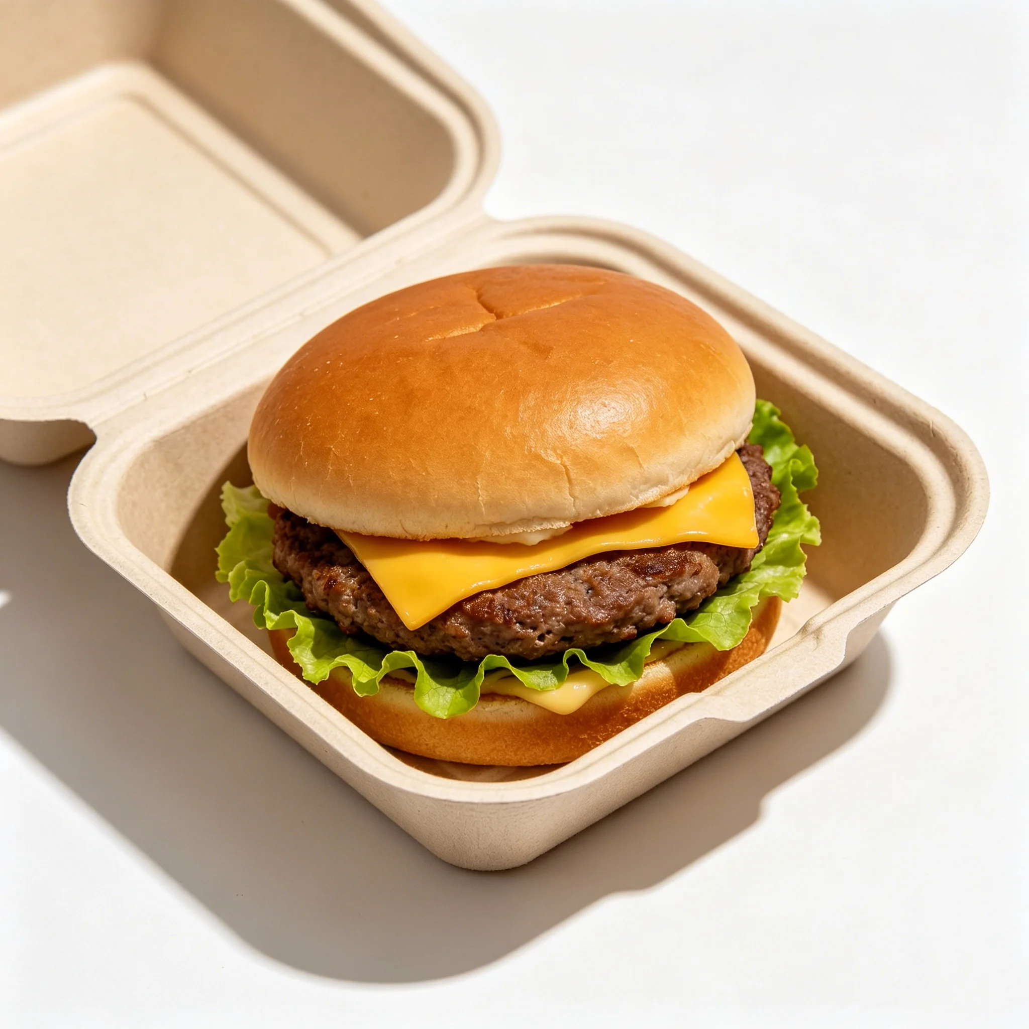Eco-friendly Sugarcane Pulp Hamburger Box  (4).webp
