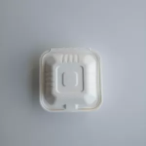6'' Biodegradable sugarcane pulp hamburger box view 2