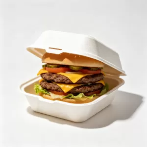 6'' Biodegradable sugarcane pulp hamburger box main view
